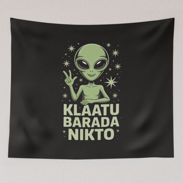 Item preview, Klaatu Barada Nikto | Retro Alien Peace Sign | Sci-Fi Extraterrestrial Art designed and sold by dortmond.