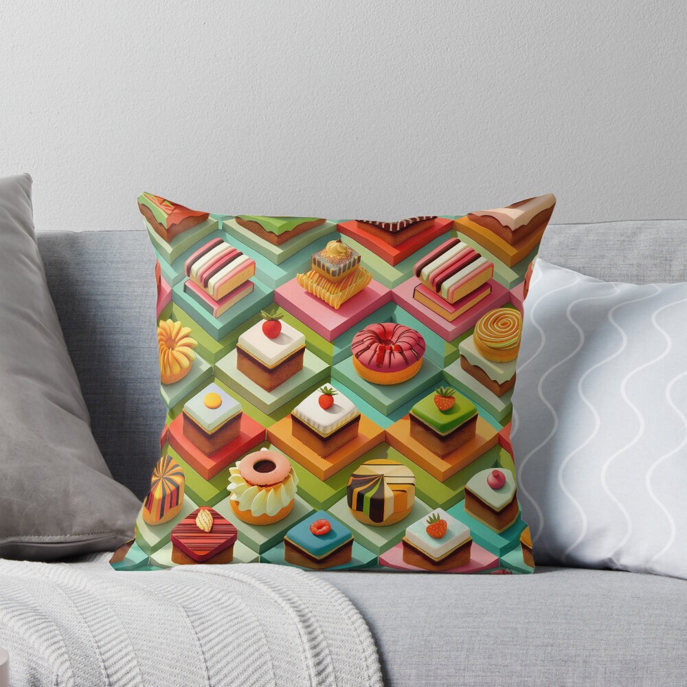 Throw Pillow: Delicious Sweet Pastries — Isometric Tasty Treats