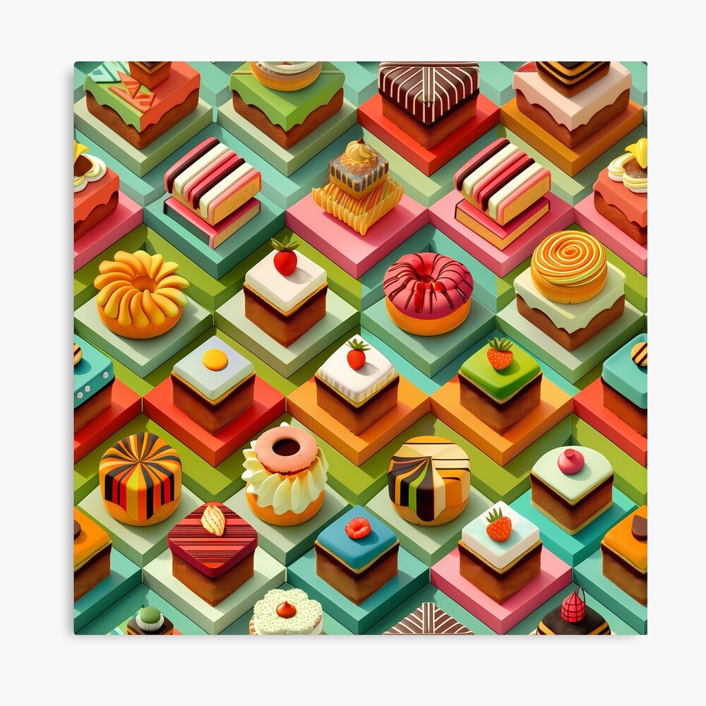 Delicious Sweet Pastries - Isometric Tasty Treats - Canvas Print