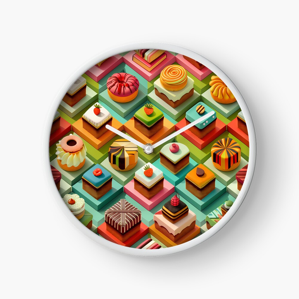 Clock Delicious Sweet Pastries - Isometric Tasty Treats Clock