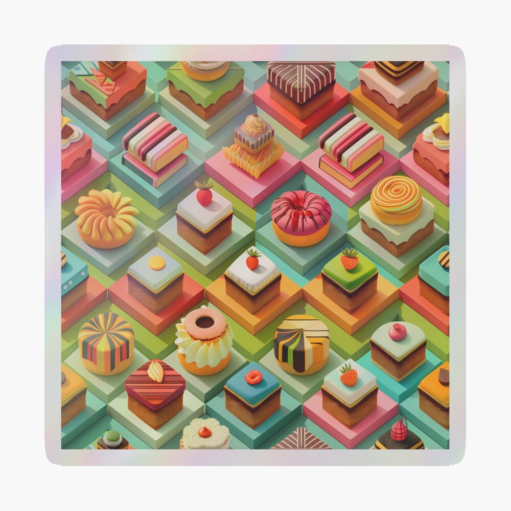 Holographic Sticker Delicious Sweet Pastries - Isometric Tasty Treats Holographic Sticker