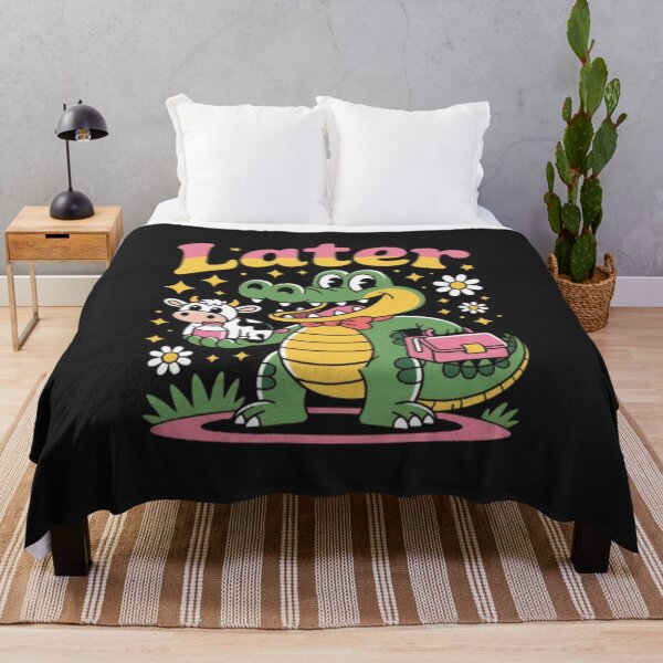 Item preview, Cute Crocodile with Cow and Briefcase – Funny Retro Cartoon Illustration designed and sold by dortmond.