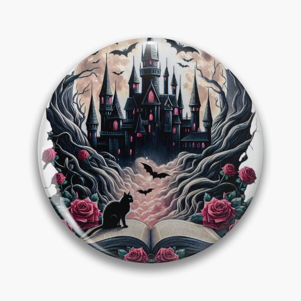 Item preview, Moonlit Tales of the Forgotten – Gothic Vintage Book with Castle, Roses, Black Cat & Moody Sky designed and sold by Compass and a Camera.