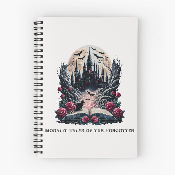 Item preview, Moonlit Tales of the Forgotten – Gothic Vintage Book with Castle, Roses, Black Cat & Moody Sky designed and sold by Compass and a Camera.