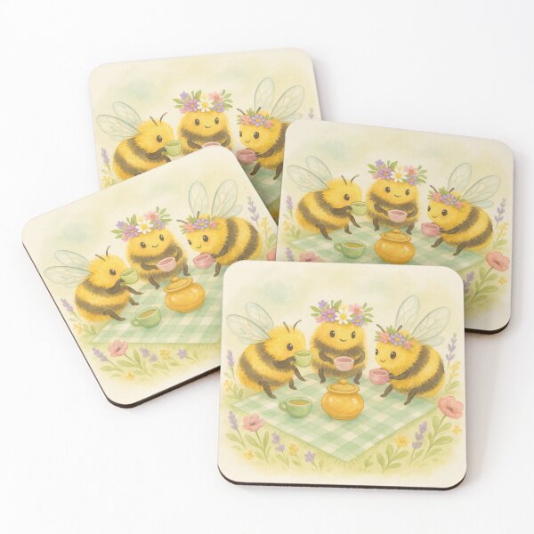 Item preview, Cute Bee Tea Party – Whimsical Bumblebee Picnic with Flowers & Honey Pot designed and sold by Zee's Whimsical Wonders.