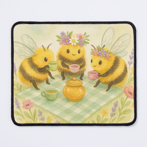 Item preview, Cute Bee Tea Party – Whimsical Bumblebee Picnic with Flowers & Honey Pot designed and sold by Zee's Whimsical Wonders.