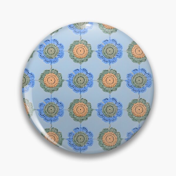 Item preview, Retro Crochet Flower Pattern in Blue Pastel Colors designed and sold by The Crazy Cat Lady.