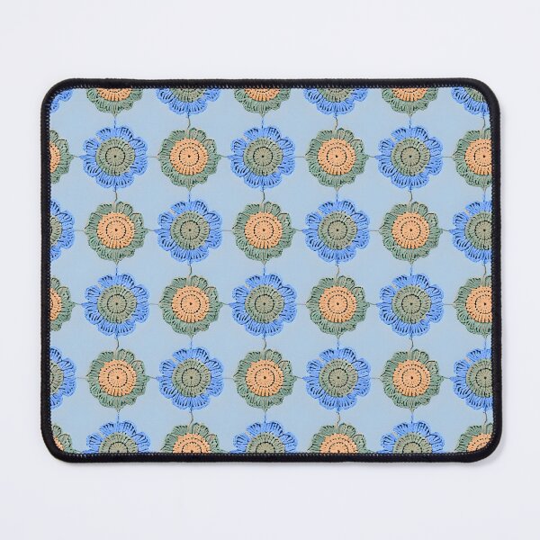 Item preview, Retro Crochet Flower Pattern in Blue Pastel Colors designed and sold by The Crazy Cat Lady.