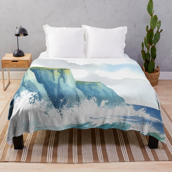 Item preview, Seaside Cliff with Foamy Waves – Watercolor Coastal Scene designed and sold by Dino-Lune.