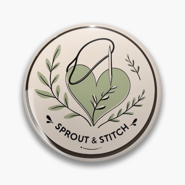 Item preview, Sprout & Stitch Needle Heart Badge designed and sold by SproutStitchHandmade.
