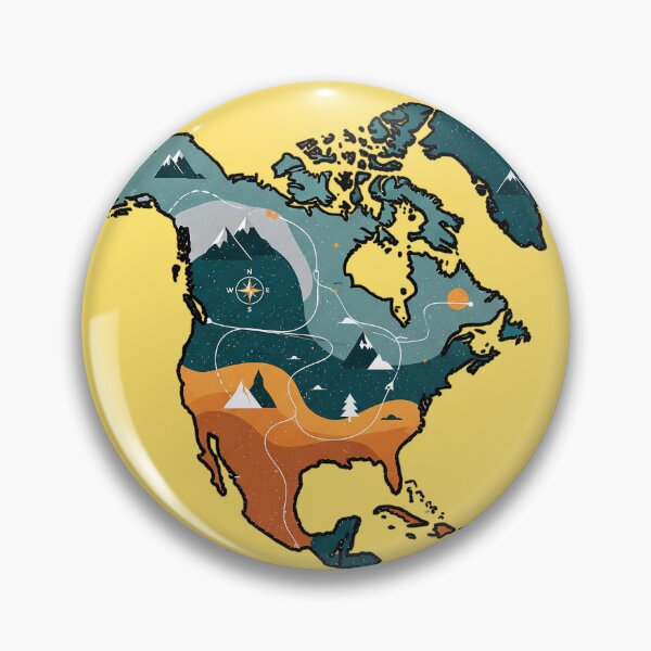 Item preview, Map of North America with abstract landscapes, mountains, and  color regions  designed and sold by Nazardes.
