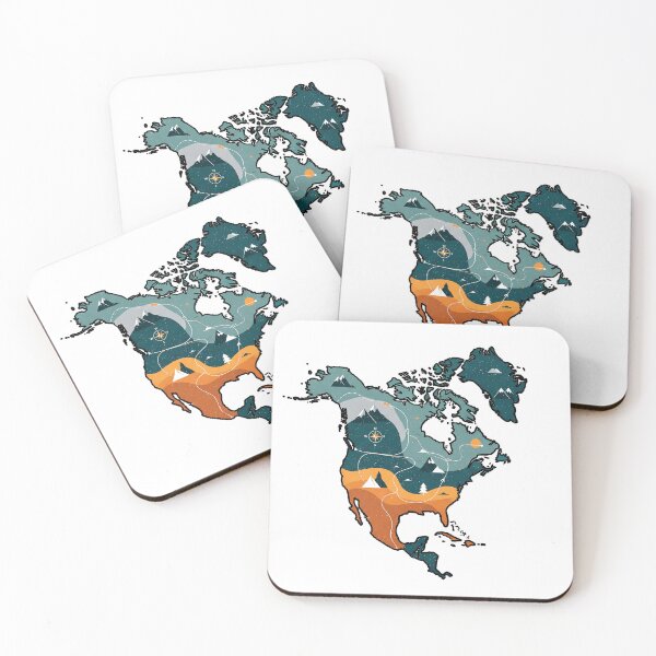 Item preview, Map of North America with abstract landscapes, mountains, and  color regions  designed and sold by Nazardes.