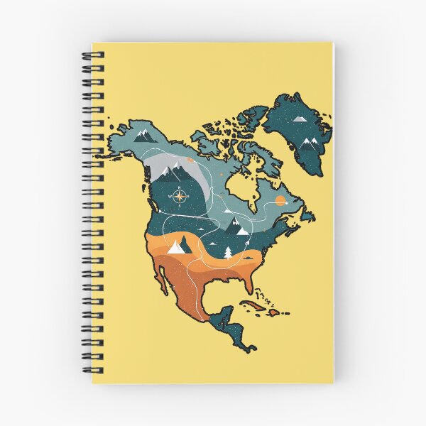 Item preview, Map of North America with abstract landscapes, mountains, and  color regions  designed and sold by Nazardes.