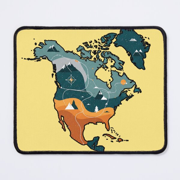 Item preview, Map of North America with abstract landscapes, mountains, and color regions designed and sold by Nazardes.