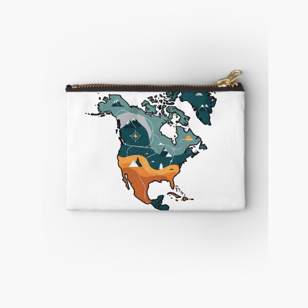 Item preview, Map of North America with abstract landscapes, mountains, and  color regions  designed and sold by Nazardes.