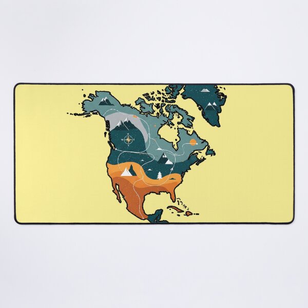 Item preview, Map of North America with abstract landscapes, mountains, and  color regions  designed and sold by Nazardes.