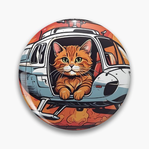 Item preview, cat in a helicopter on fire designed and sold by Karaz's Animal Kingdom.