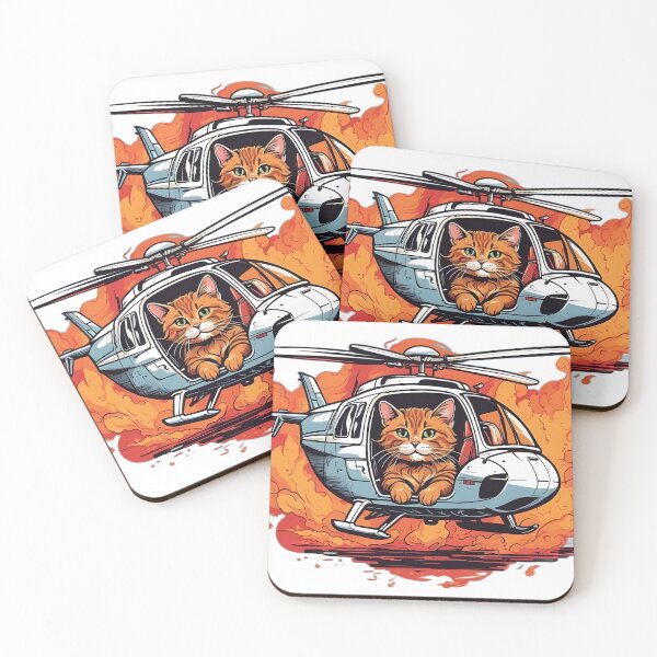 Item preview, cat in a helicopter on fire designed and sold by Karaz's Animal Kingdom.
