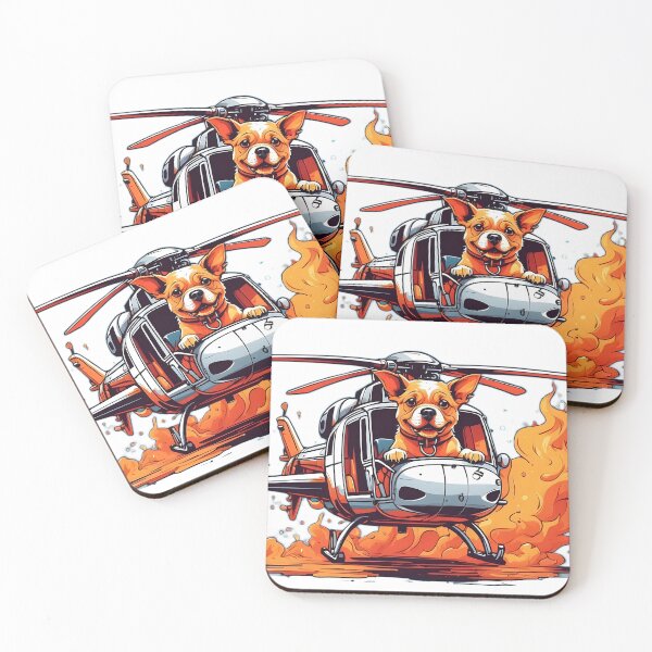 Item preview, dog in a helicopter on fire designed and sold by Karaz's Animal Kingdom.