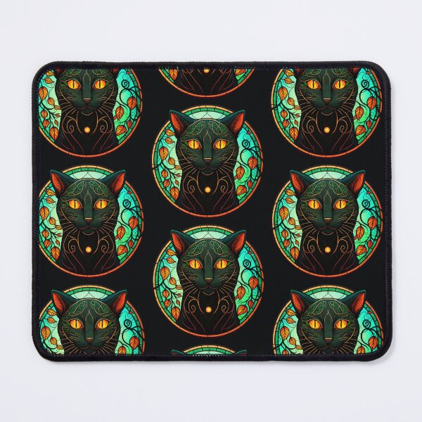Item preview, Black Cat in Stained Glass designed and sold by CleverCulture.