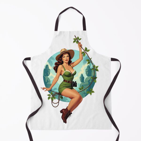 Item preview, Vintage Jungle Explorer Pinup – Retro Adventure Art designed and sold by Lightning-Lace.