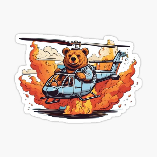 Item preview, bear in a helicopter on fire designed and sold by Karaz's Animal Kingdom.