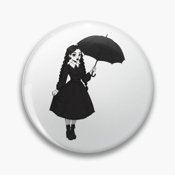 Item preview,  Wednesday Gothic Sticker – Pale Girl with Black Braids & Umbrella – Dark Aesthetic designed and sold by mostafa gebril  ⭐⭐⭐⭐⭐.
