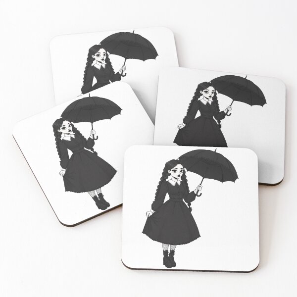 Item preview,  Wednesday Gothic Sticker – Pale Girl with Black Braids & Umbrella – Dark Aesthetic designed and sold by mostafa gebril  ⭐⭐⭐⭐⭐.