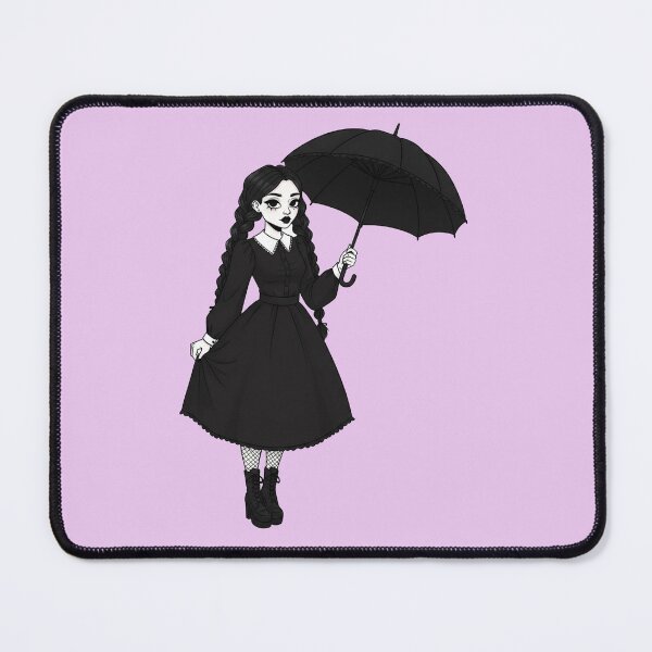 Item preview, Wednesday Gothic Sticker – Pale Girl with Black Braids & Umbrella – Dark Aesthetic designed and sold by mostafa gebril ⭐⭐⭐⭐⭐.