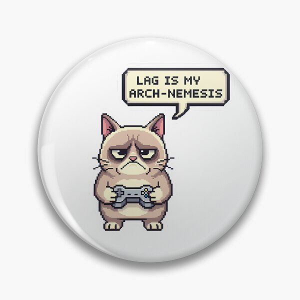 Item preview, Lag Is My Arch-Nemesis - Grumpy Pixel Cat Gamer designed and sold by FreshPrintCo.