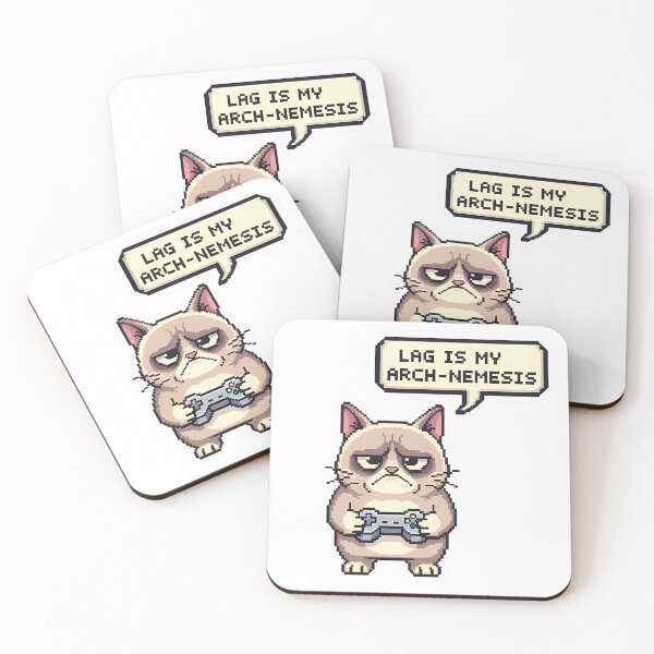 Item preview, Lag Is My Arch-Nemesis - Grumpy Pixel Cat Gamer designed and sold by FreshPrintCo.