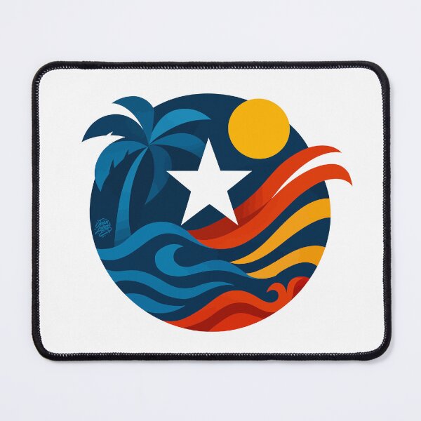 Item preview, Puerto Rican Sunset – Waves, Palm & Flag Star designed and sold by BoricuaRebelde.