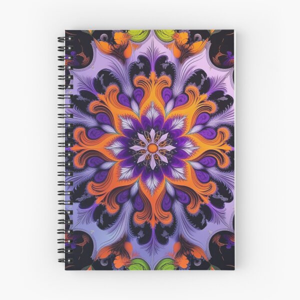 Item preview, Halloween Star Mandala – Purple, Orange & Green Fractal Art designed and sold by Harmonic_Layers.
