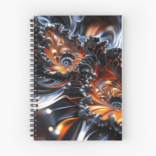 Item preview, Dark Autumn Fractal – Black, Silver & Fiery Orange Abstract Art designed and sold by Harmonic_Layers.