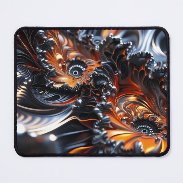 Item preview, Dark Autumn Fractal – Black, Silver & Fiery Orange Abstract Art designed and sold by Harmonic_Layers.