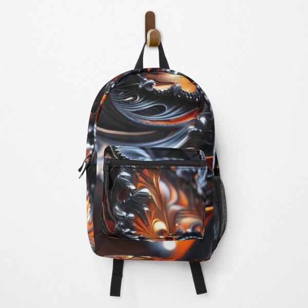 Item preview, Dark Autumn Fractal – Black, Silver & Fiery Orange Abstract Art designed and sold by Harmonic_Layers.