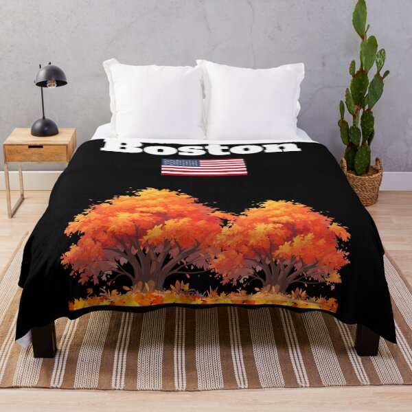 Item preview, Boston autumn trees fall foliage US flag Massachusetts souvenir designed and sold by Artstastic.