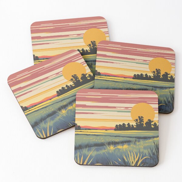 Item preview, Vintage Prairie Sunset Artwork with Golden Horizon designed and sold by Uniquely Yours.