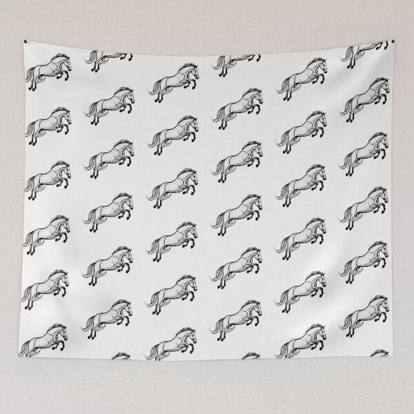 Item preview, Horse Jump Black And White Doodle designed and sold by KateLeap.