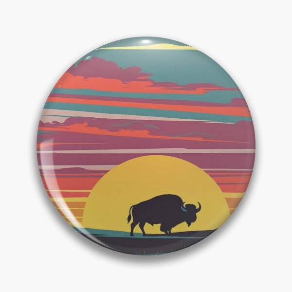 Item preview, Lone Bison Silhouette Against Vibrant Sunset Sky designed and sold by Uniquely Yours.