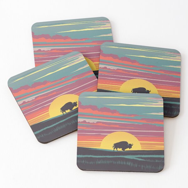 Item preview, Lone Bison Silhouette Against Vibrant Sunset Sky designed and sold by Uniquely Yours.