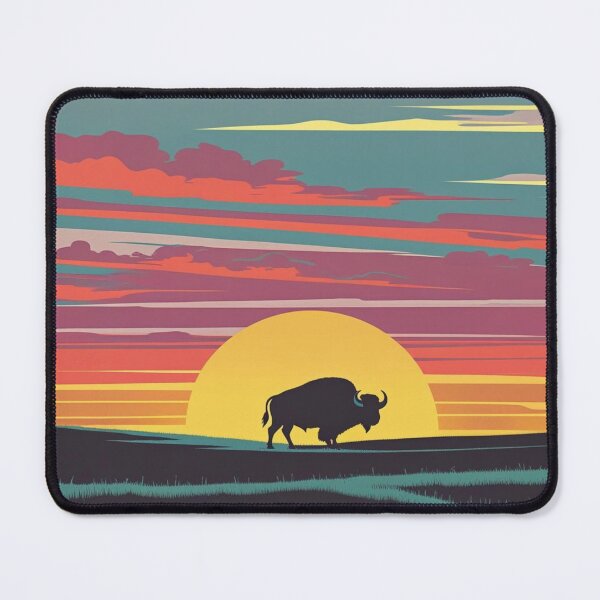 Item preview, Lone Bison Silhouette Against Vibrant Sunset Sky designed and sold by Uniquely Yours.