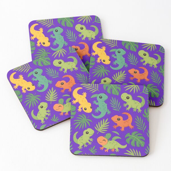 Item preview, Colorful Geckos with Tropical Leaves designed and sold by FunnySignalStudio.
