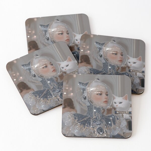 Item preview, Futuristic Girl in a Cat Café designed and sold by yinyuecreation.