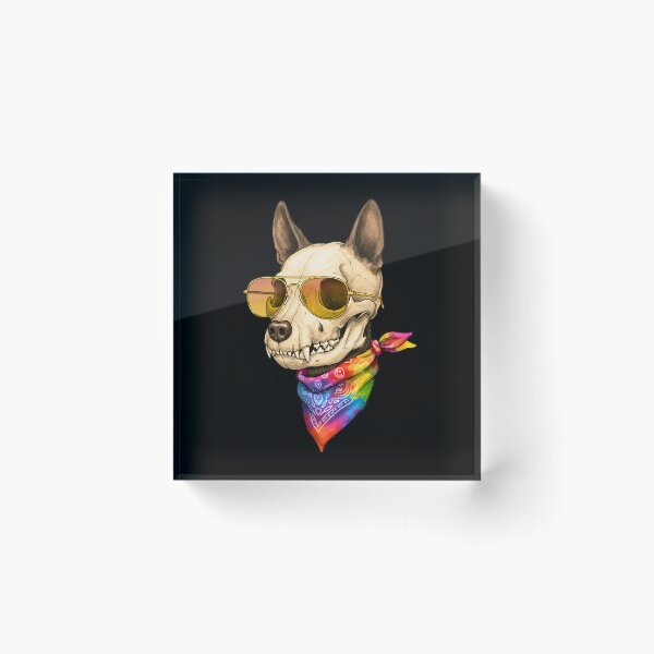 Item preview, Dog Skull, Gold Glasses, Rainbow Bandana – Pride Style designed and sold by TheSkullRoom.