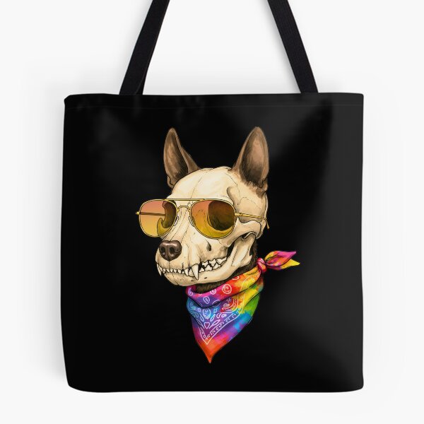 Item preview, Dog Skull, Gold Glasses, Rainbow Bandana – Pride Style designed and sold by TheSkullRoom.