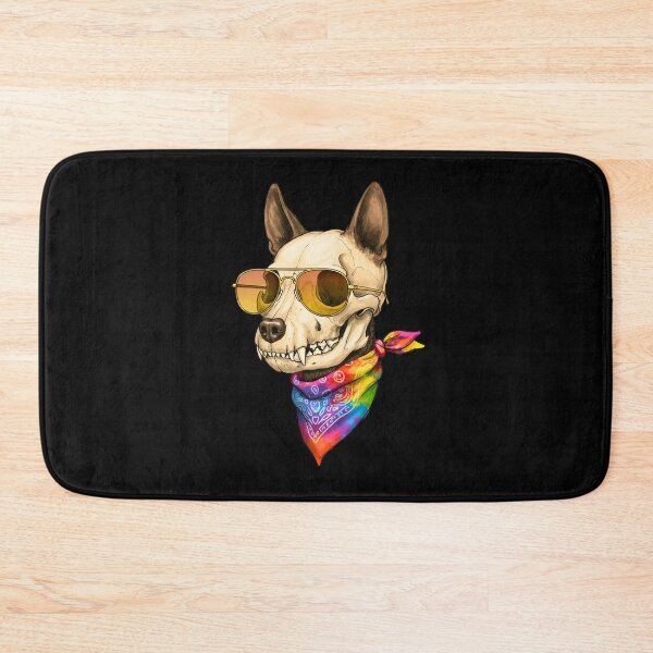 Item preview, Dog Skull, Gold Glasses, Rainbow Bandana – Pride Style designed and sold by TheSkullRoom.