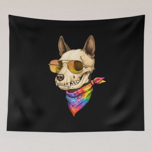 Item preview, Dog Skull, Gold Glasses, Rainbow Bandana – Pride Style designed and sold by TheSkullRoom.