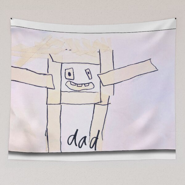 Item preview, “Quirky Mixed Media Dad Artwork – 3D Packaging Tape Design”. designed and sold by ClaudiosArt.