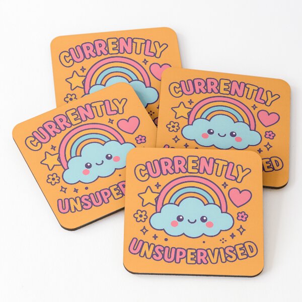 Item preview, Currently Unsupervised – Cute Kawaii Cloud & Rainbow Design designed and sold by Happy Bag.